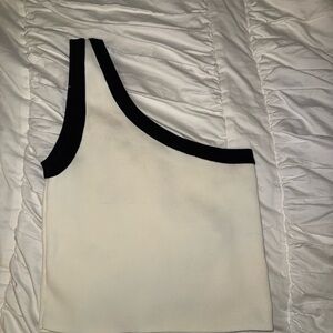 Bershka Asymmetrical Sleeveless Tank Top in Black and White